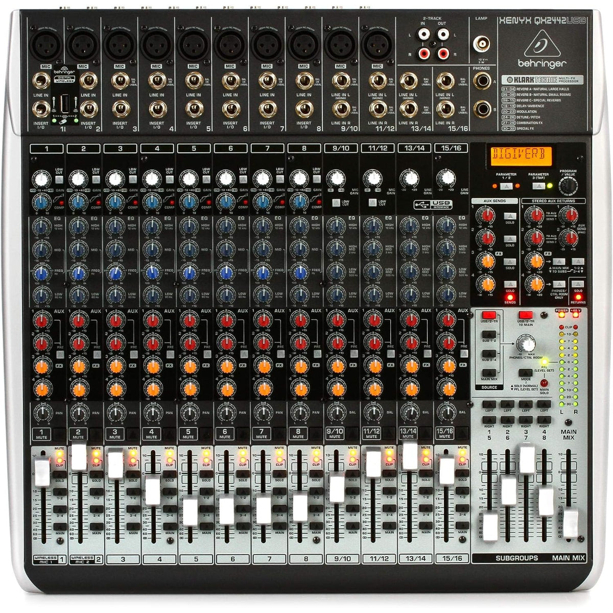 Behringer XENYX QX2442USB Premium 24-Input 4/2-Bus Mixer comp Multi-FX &USB - Demo/Display (No Box)