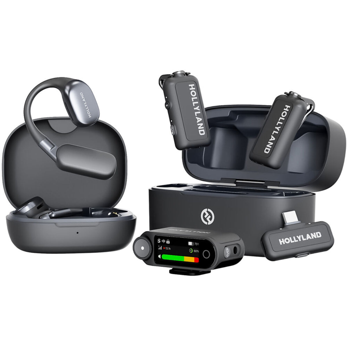 Hollyland LARK MAX 2 Ultimate Combo 2-Person Wireless Microphone System for Cameras and Mobile Devices (Space Gray, 2.4 GHz)