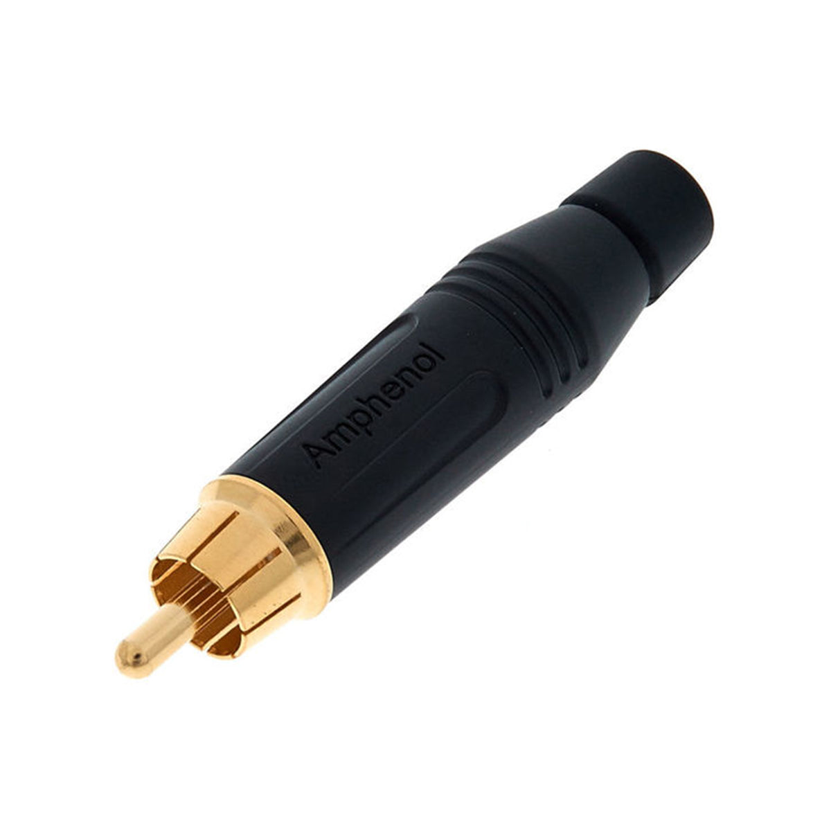Amphenol RCA male inline gold plated contact black