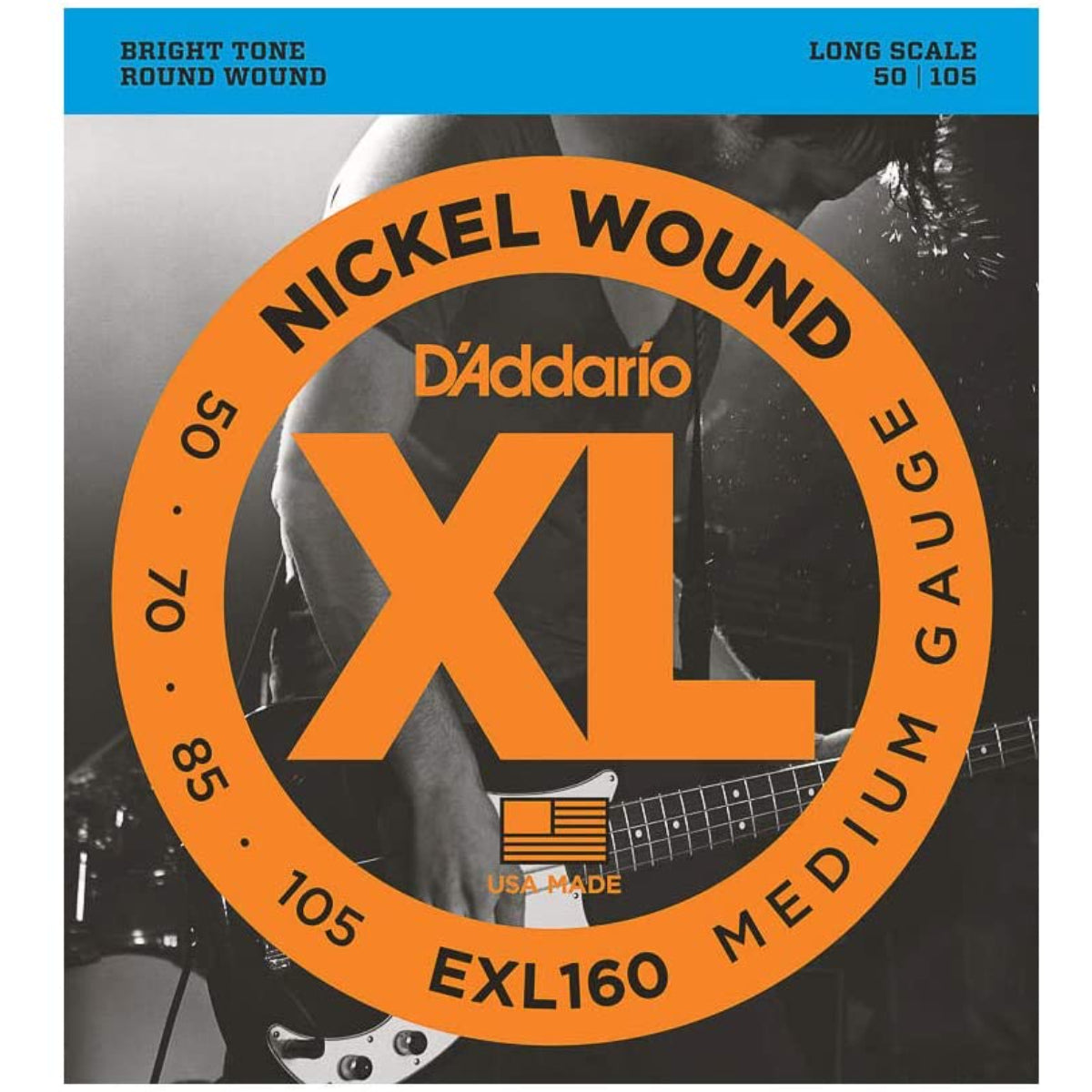 D'Addario EXL160 XL Nickel Round Wound Bass Strings 50-105 Medium / Long Scale Set