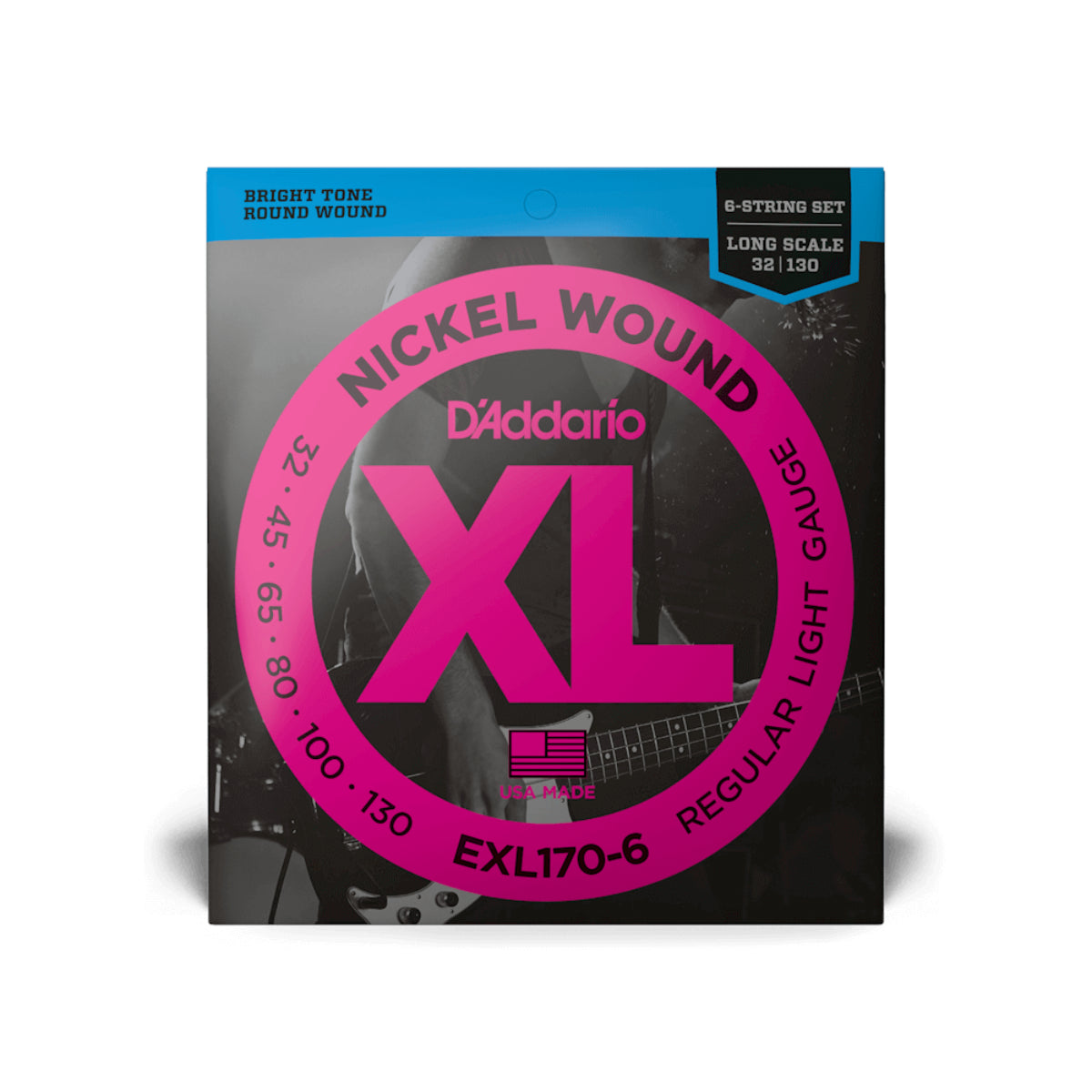 D'Addario EXL1706 XL Nickel Round Wound 6-String Bass Strings 45-100 Light / Long Scale Set