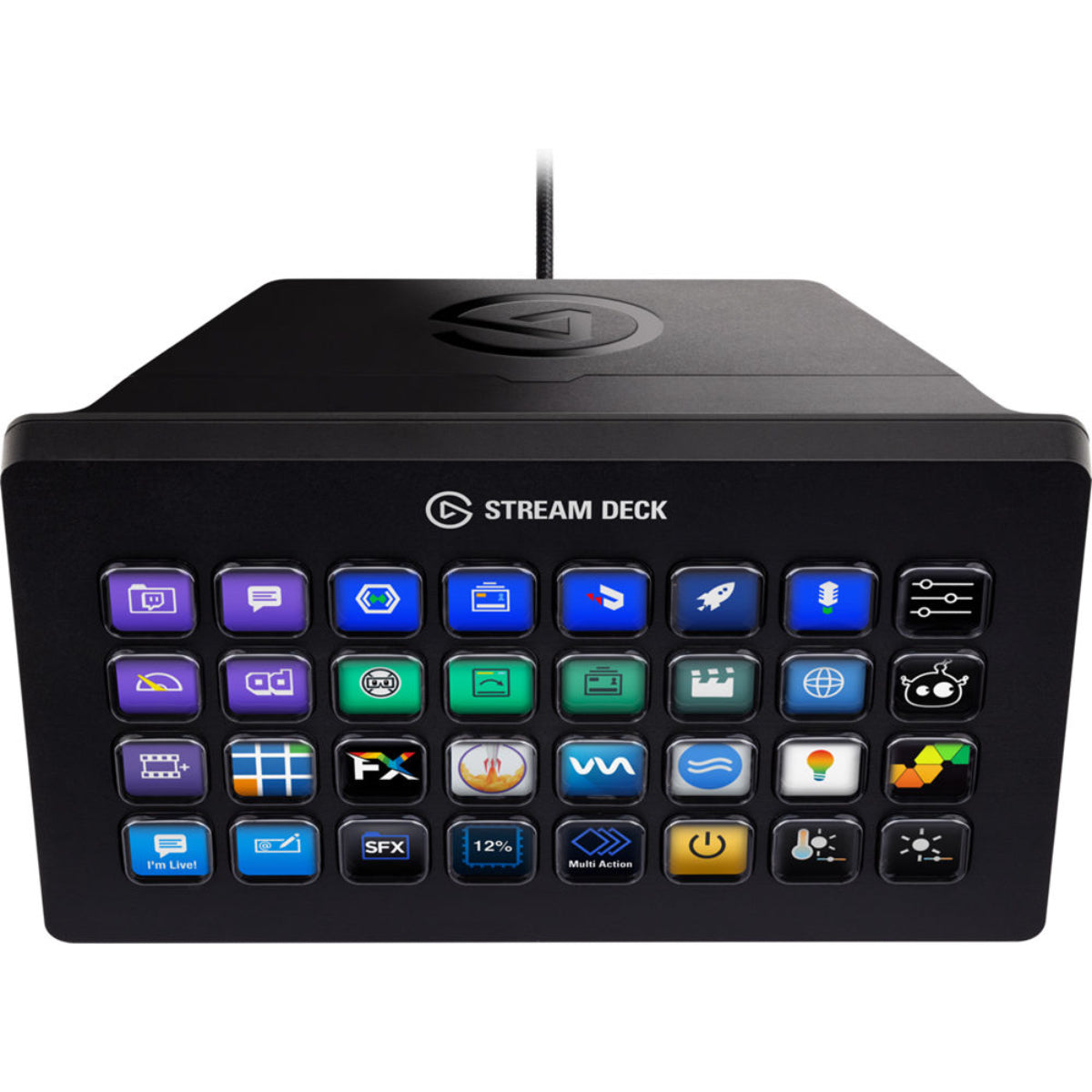 Elgato Stream Deck XL Live Production Streaming Controller interface, 32 Programmable LCD Keys, Black