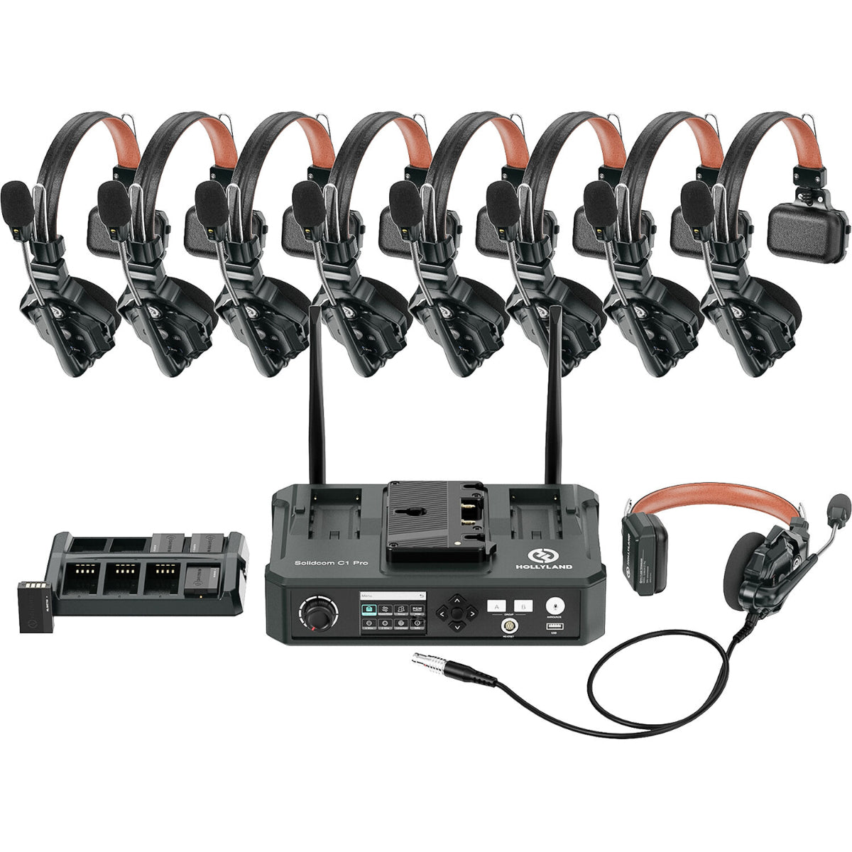 Hollyland Solidcom C1 Pro-Hub8S ENC 9-Person Full-Duplex Wireless Intercom System with Hub (1.9 GHz)