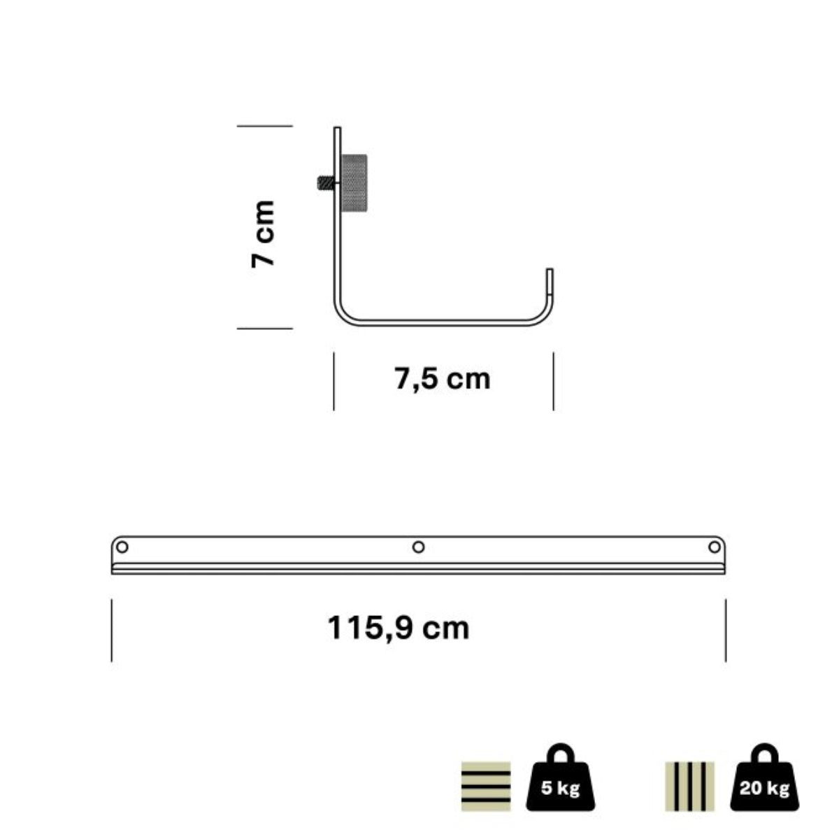 WoodUpp Narrow Metal Shelf (115.9cm) Black