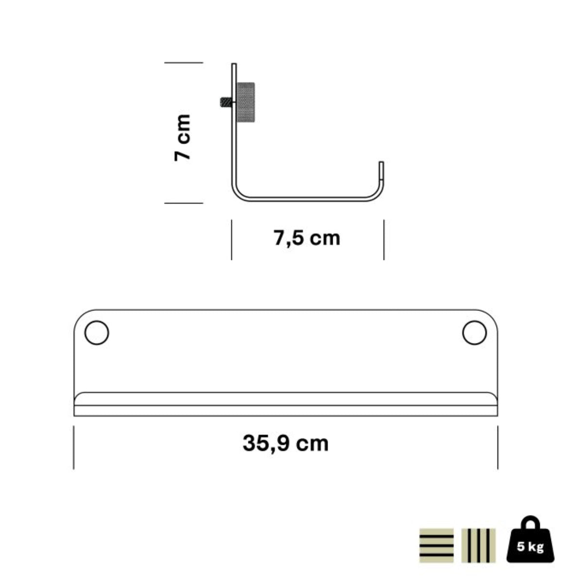 WoodUpp Narrow Metal Shelf (35.9cm) Black