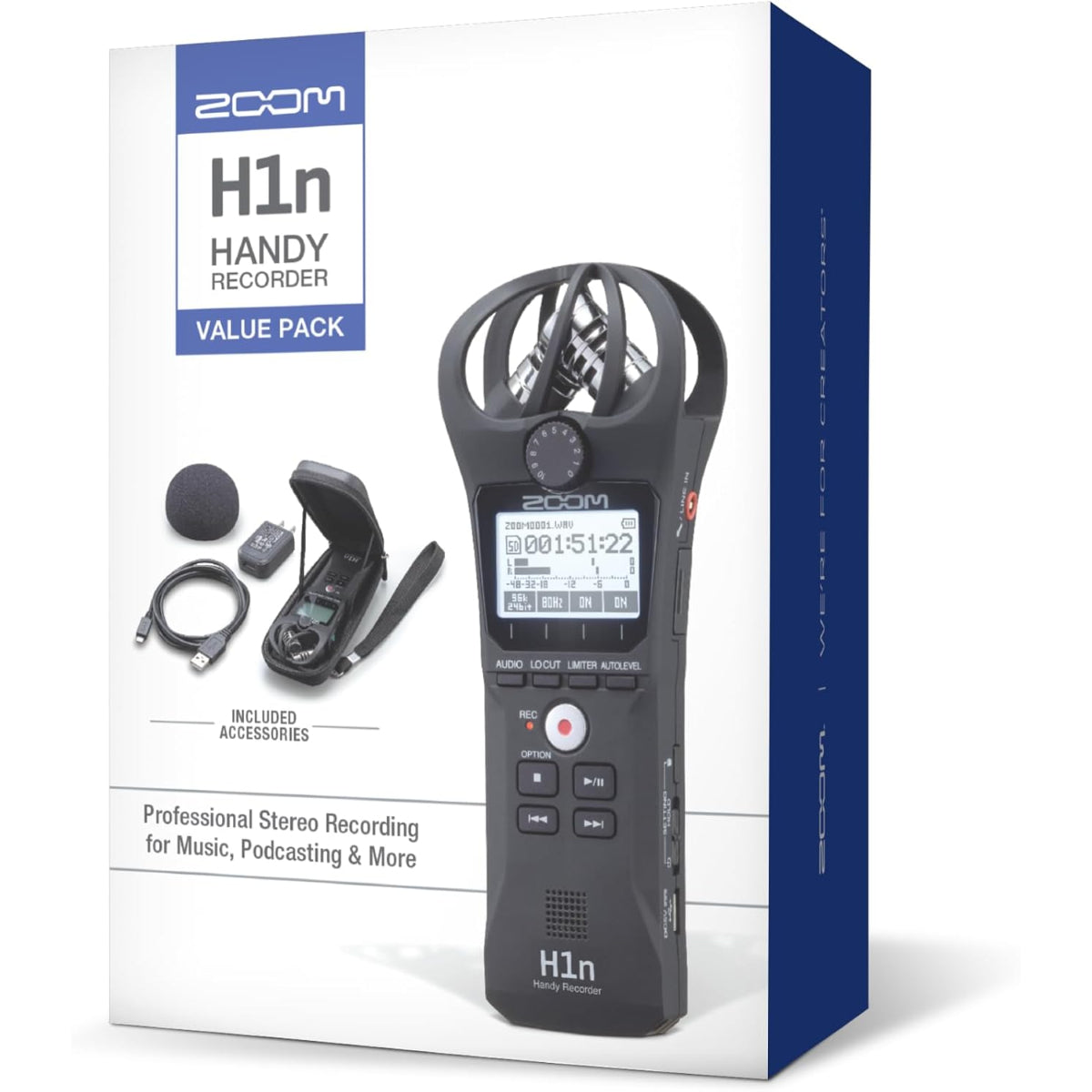 Zoom H1N-VP Zoom H1N Two Track Audio Recorder With Accessory Pack