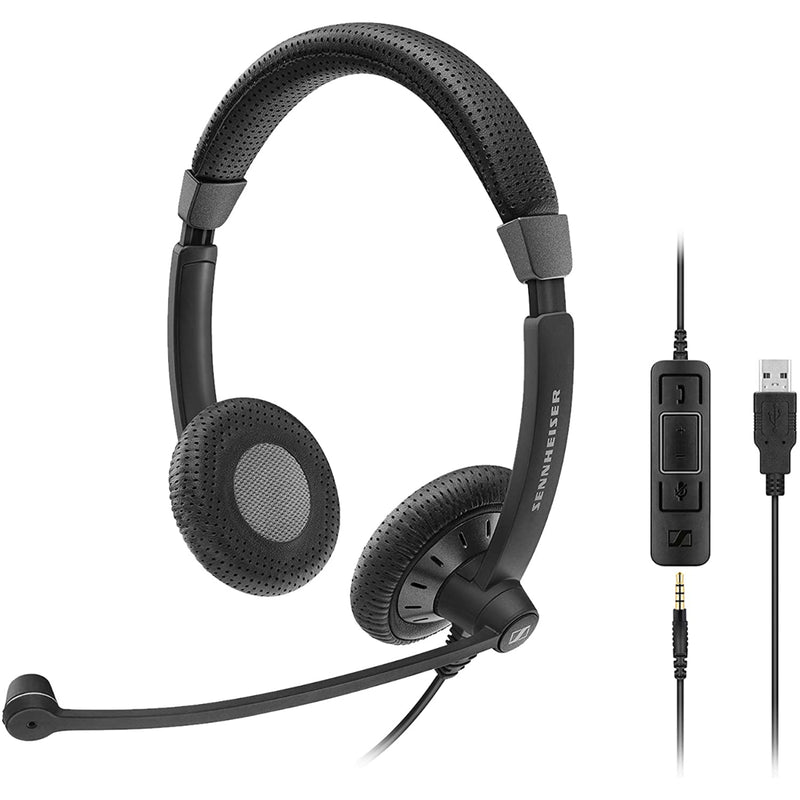 Sennheiser SC 75 USB MS Binaural Headset, Black, Call Control Unit, 2.5mm Jack Plug