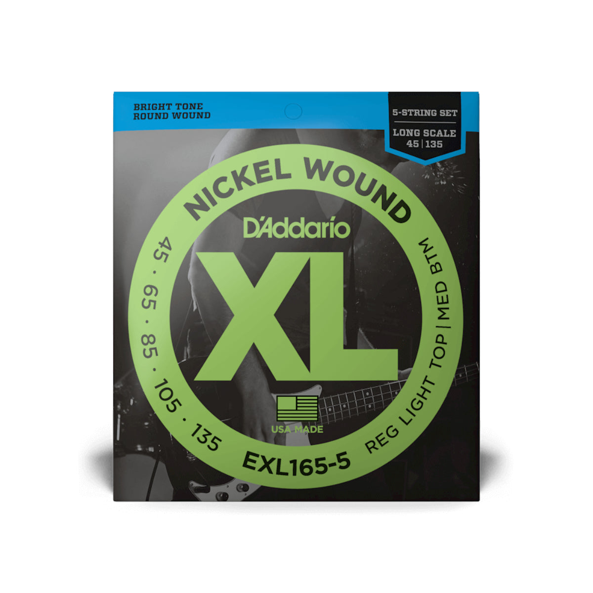 D'Addario EXL1655 XL Nickel Round Wound 5-String Bass Strings 45-135 Custom Light/ Long Scale Set