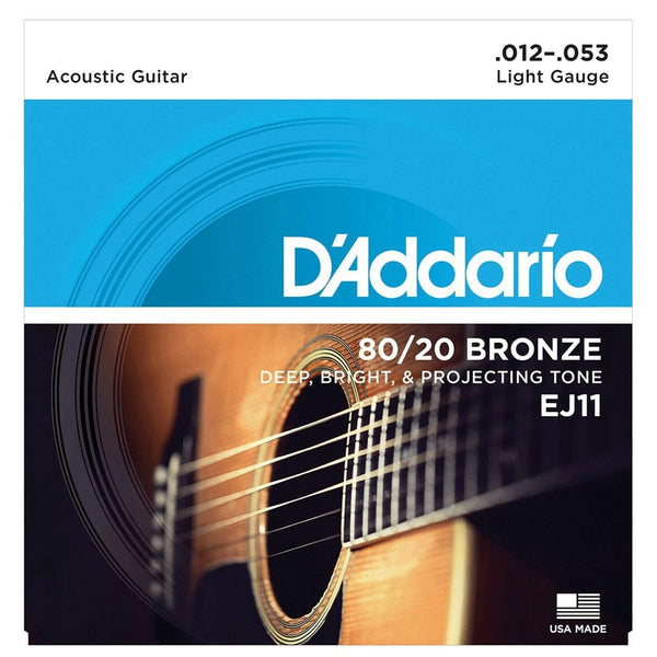 D'Addario EJ11 80/20 Bronze Round Wound Acoustic Guitar Strings 012-053