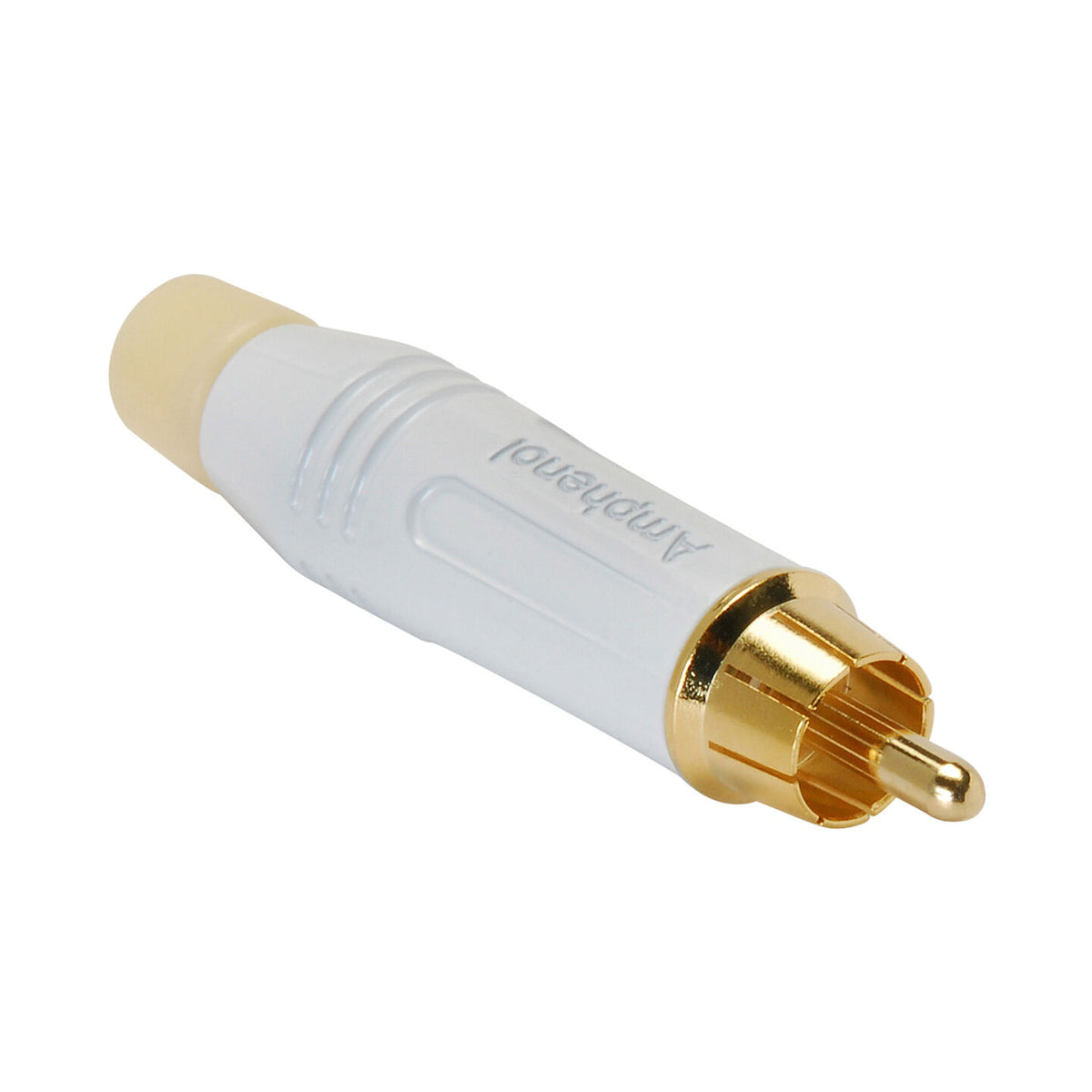 Amphenol RCA male inline gold plated contact white