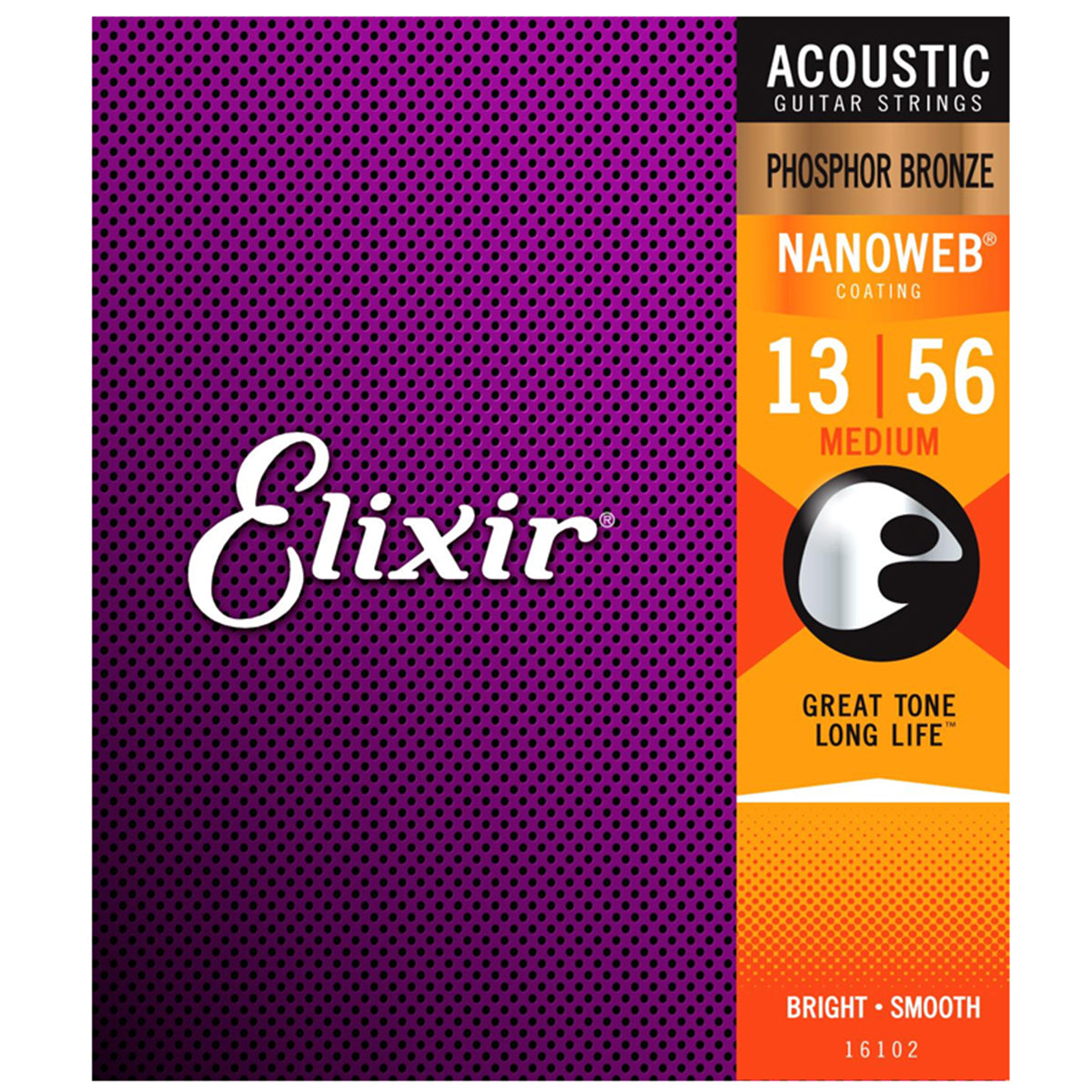 Elixir 16102 Acoustic Medium Phosphor Bronze Nanoweb 0.13-0.56