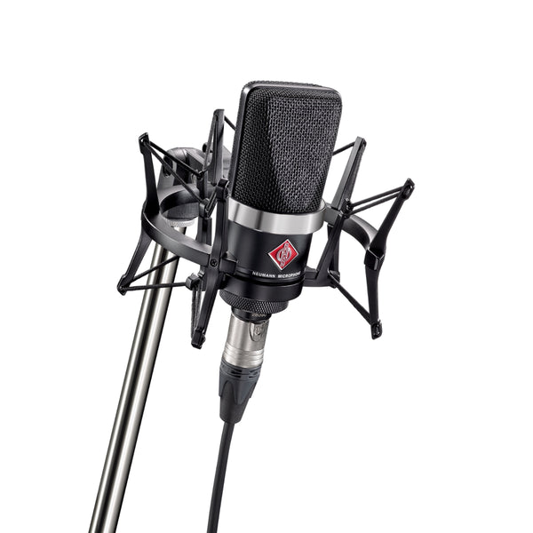 Neumann TLM 102 BK Studio Set Large Diaphragm Microphone, Cardioid, Black, Elastic Suspension
