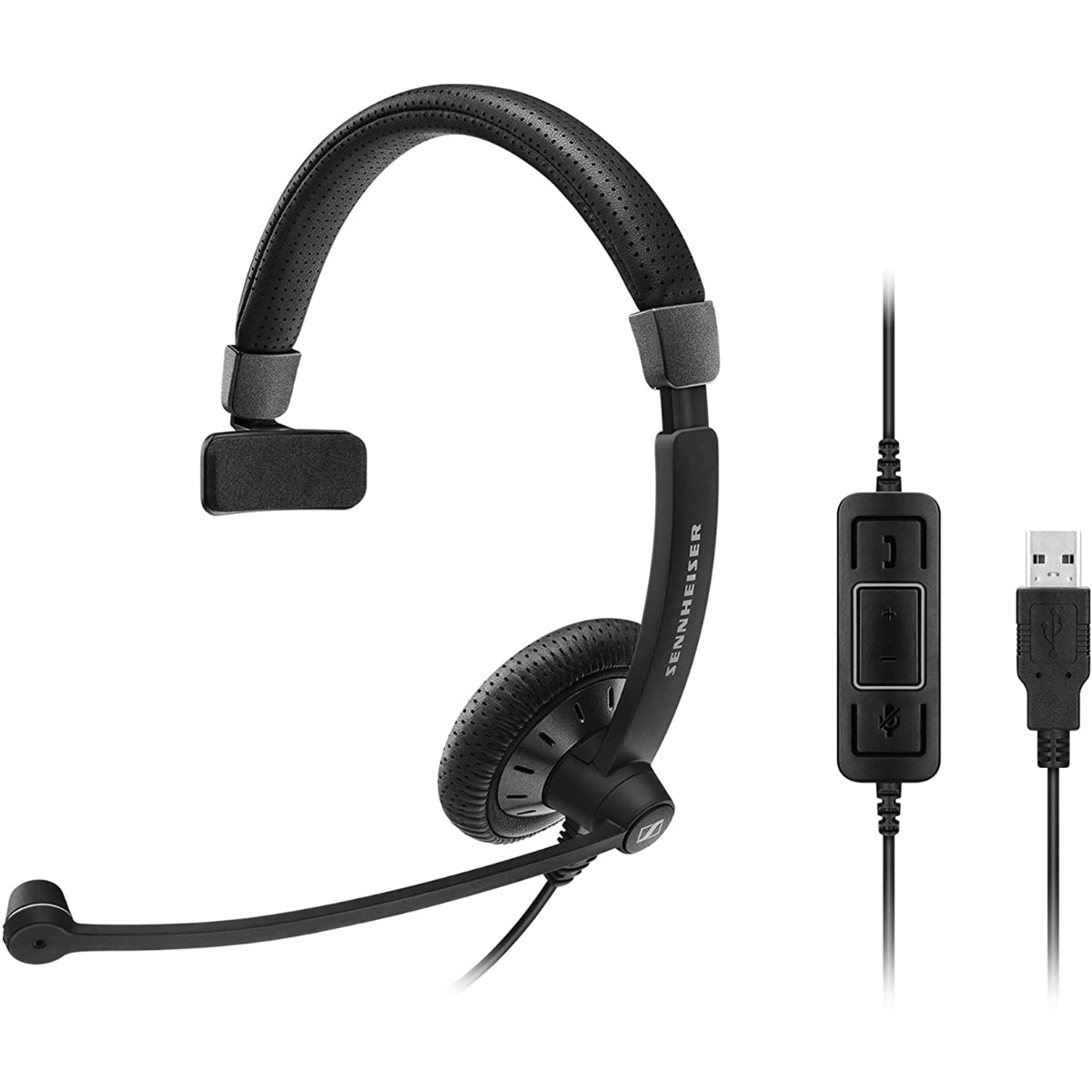 Sennheiser SC 40 USB MS Monaural Headset, Black, 2.1m Cable With Call Control, Clip-on Headband
