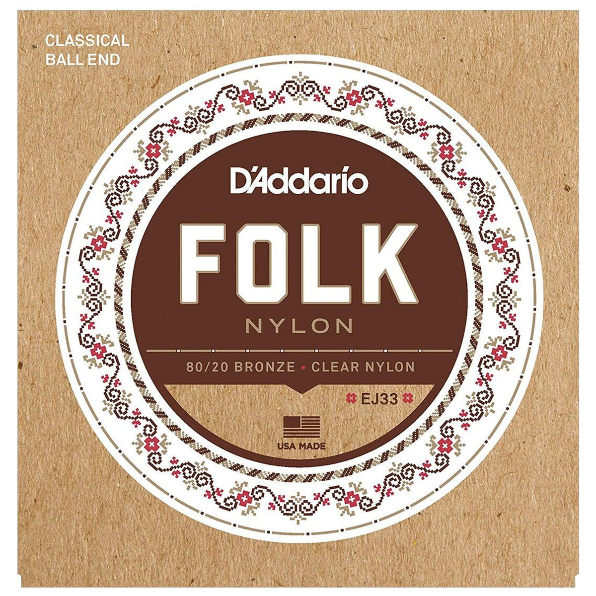 D'Addario EJ33 Folk Clear Nylon/Bronze Classical Guitar Strings