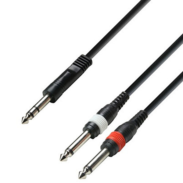 Adam Hall Cables K3 YVPP 0300 - Audio Cable 6.3mm Jack stereo to 2 x 6.3mm Jack mono 3m
